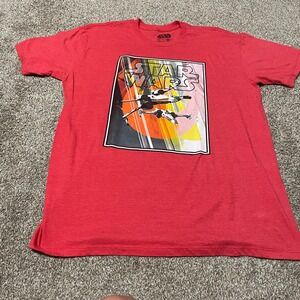 Star Wars X-Wing Fighter Graphic T Shirt XL Sci-Fi Movie Tee Red Men's
